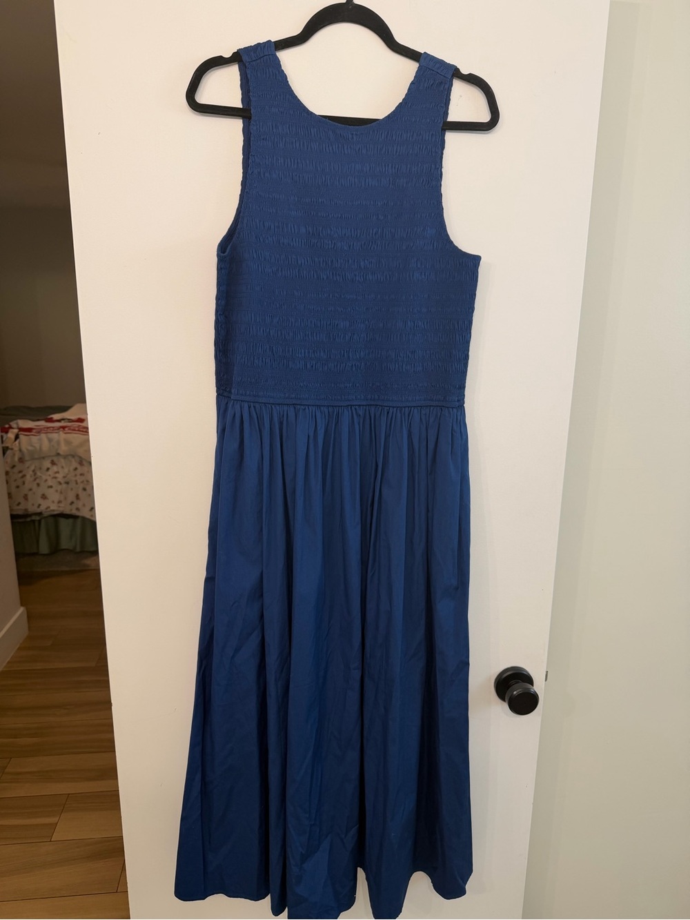 Madewell Scoopback Sleeveless Blue Maxi Dress with Smocked Bodice